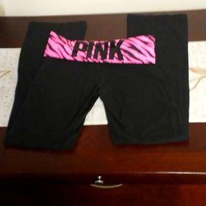 EUC Vtg VS PINK! Sequin Fold-Over Zebra Yoga Pants